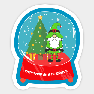 CHRISTMAS With My Gnomie Snowglobe Sticker